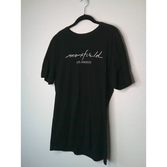 Maxfield Black Round Neck Short Sleeve Tee White Maxfield Los Angeles Logo M - Picture 2 of 9